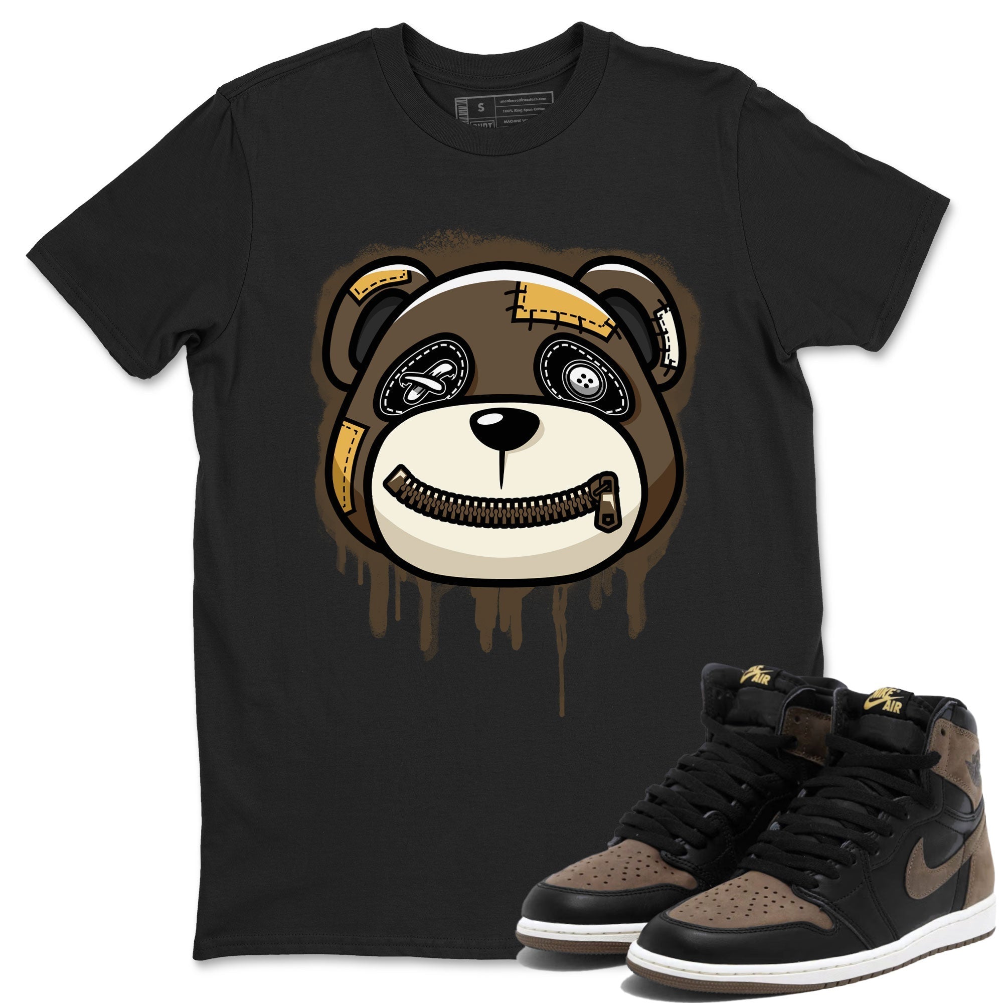 Air Jordan 1 Retro High OG Palomino shirt to match jordans Bear Face Streetwear Sneaker Shirt Air Jordan 1 Palomino Drip Gear Zone Sneaker Matching Clothing Unisex Black 1 T-Shirt