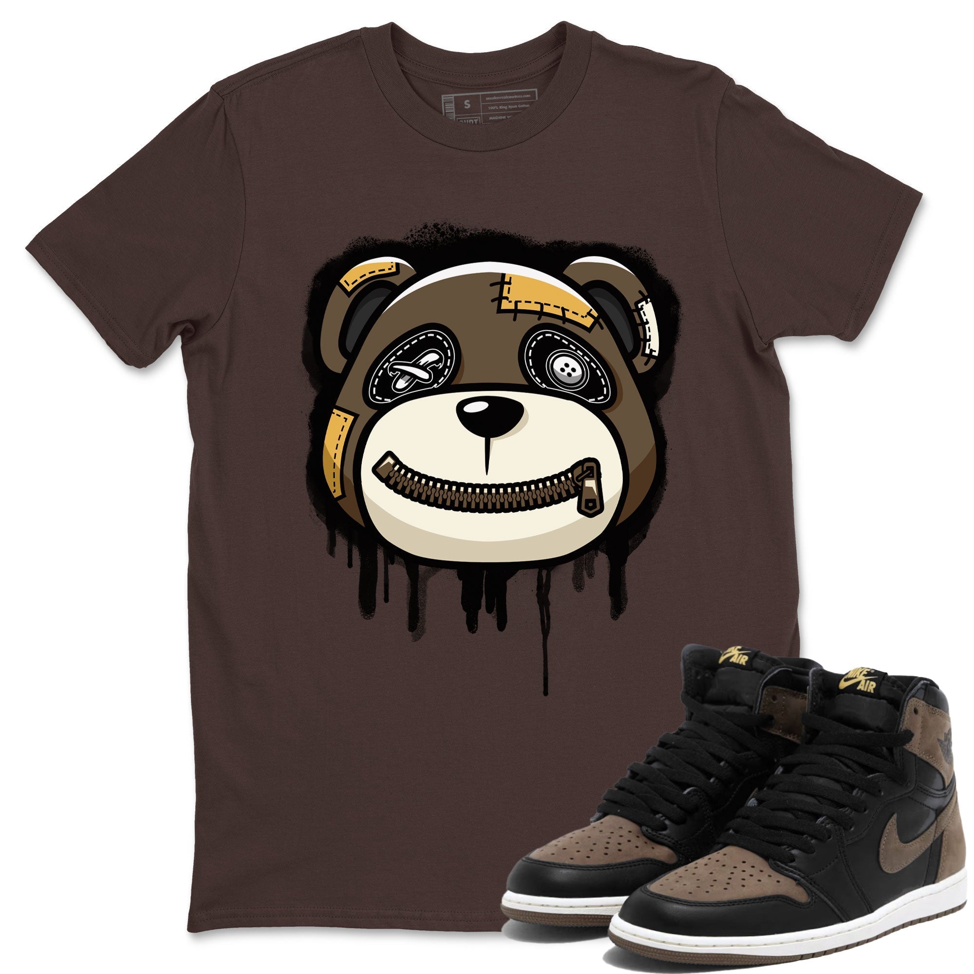 Air Jordan 1 Retro High OG Palomino shirt to match jordans Bear Face Streetwear Sneaker Shirt Air Jordan 1 Palomino Drip Gear Zone Sneaker Matching Clothing Unisex Dark Chocolate 1 T-Shirt