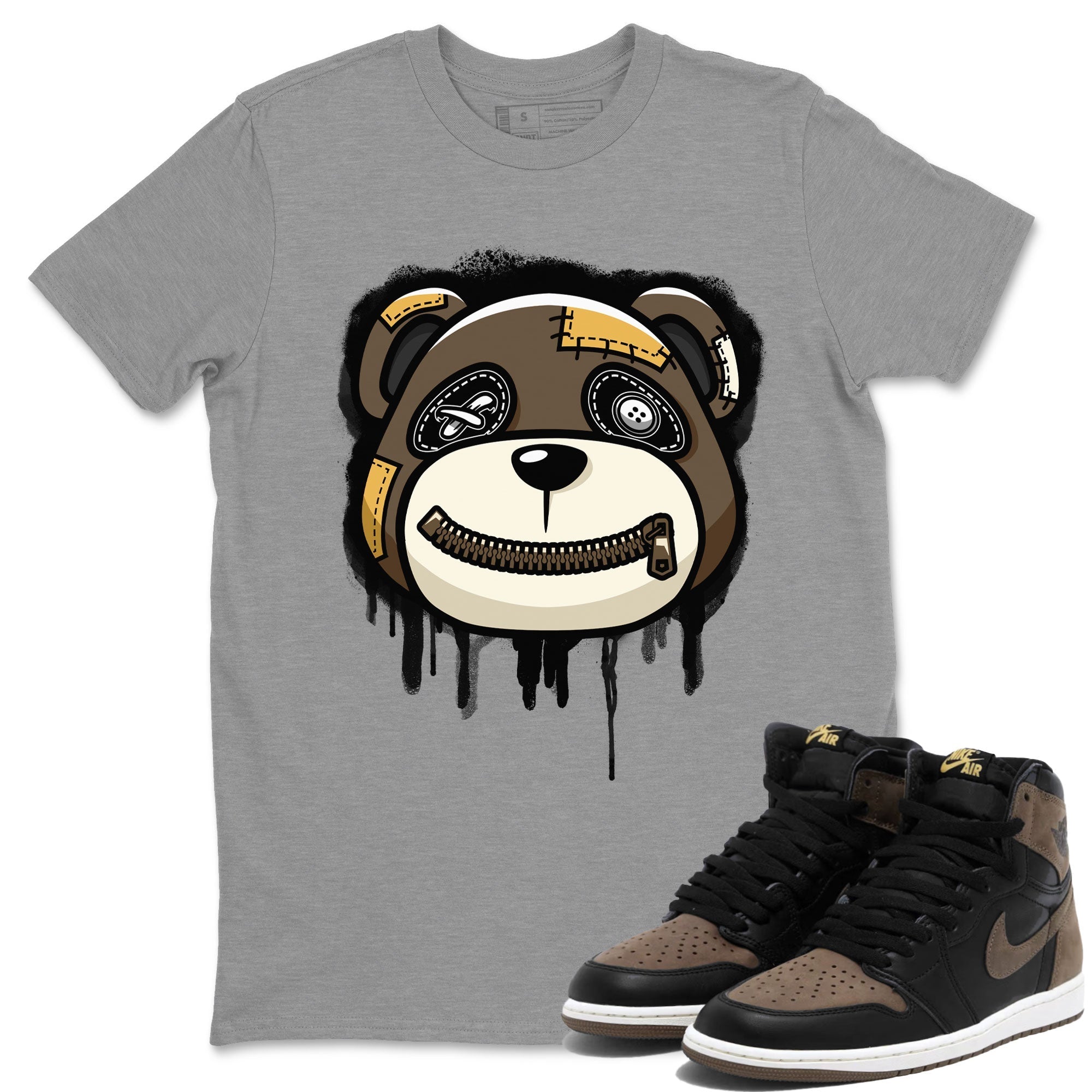 Air Jordan 1 Retro High OG Palomino shirt to match jordans Bear Face Streetwear Sneaker Shirt Air Jordan 1 Palomino Drip Gear Zone Sneaker Matching Clothing Unisex Heather Grey 1 T-Shirt