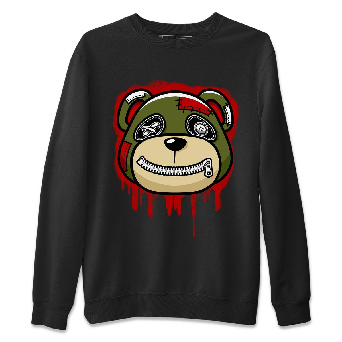 Jordan 1 Travis Scott Olive Sneaker Matching T-Shirt Bear Face Sneaker Tees Jordan 1 Travis Scott Olive Sneaker Release Tees Crew Neck Tees