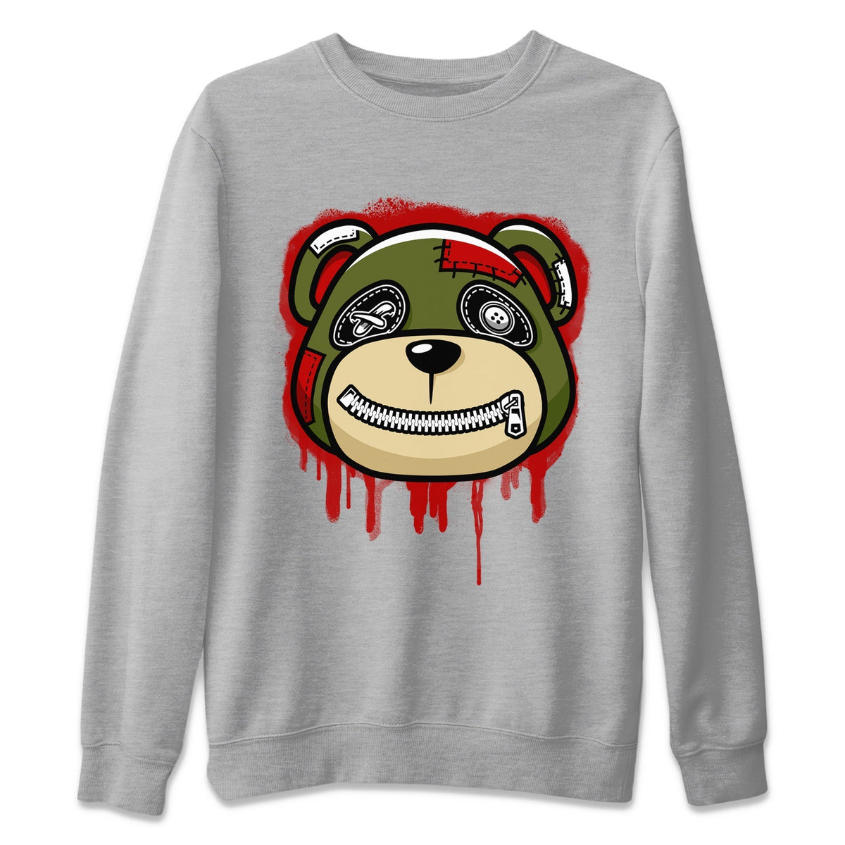Jordan 1 Travis Scott Olive Sneaker Matching T-Shirt Bear Face Sneaker Tees Jordan 1 Travis Scott Olive Sneaker Release Tees Crew Neck Tees