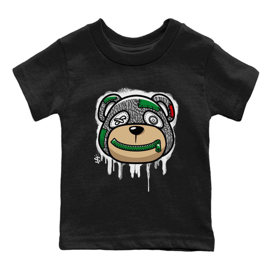 Air Jordan 3 Lucky Green Sneaker Match Tees Bear Face Streetwear Sneaker Shirt Jordan 3 Retro Lucky Green Sneaker Release Tees Kids Shirts Black 2