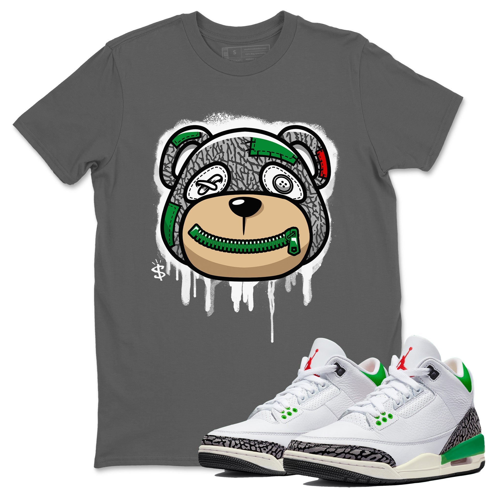 Air Jordan 3 Lucky Green Sneaker Match Tees Bear Face Streetwear Sneaker Shirt Jordan 3 Retro Lucky Green Sneaker Release Tees Unisex Shirts Cool Grey 1