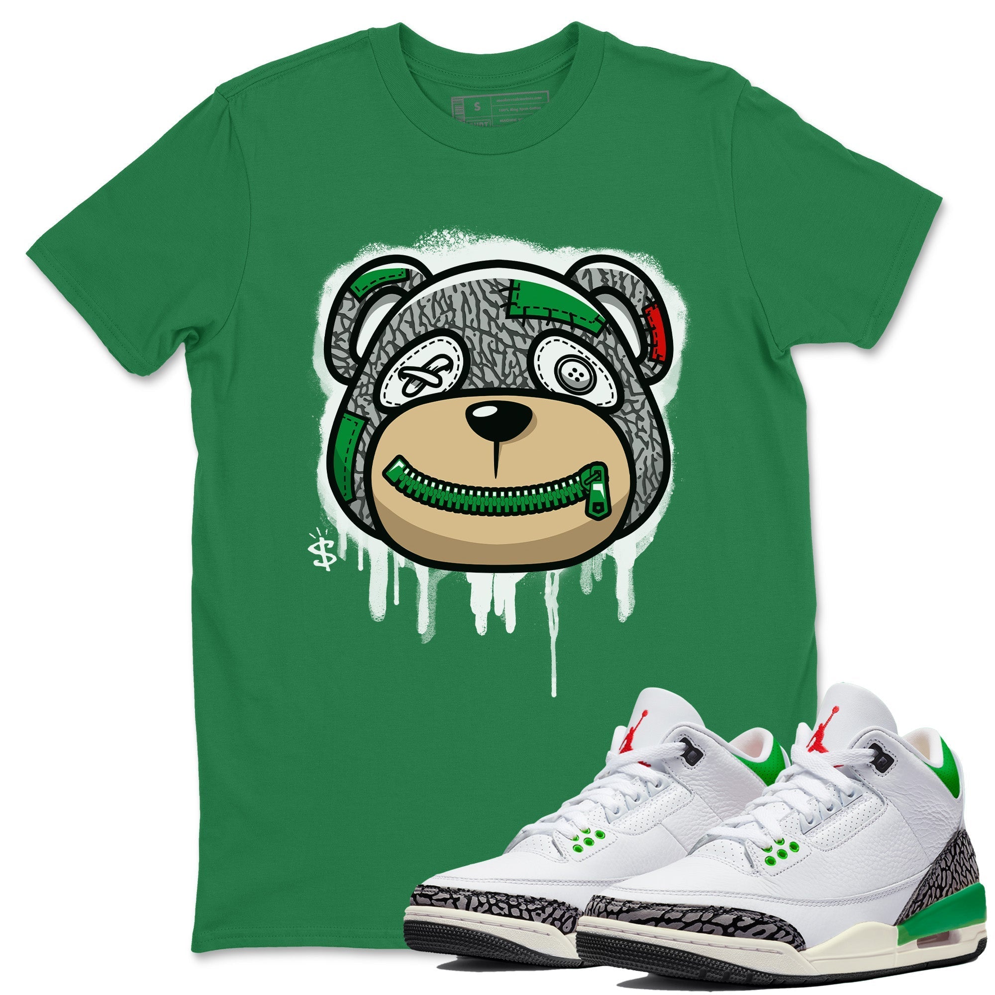 Air Jordan 3 Lucky Green Sneaker Match Tees Bear Face Streetwear Sneaker Shirt Jordan 3 Retro Lucky Green Sneaker Release Tees Unisex Shirts Kelly Green 1