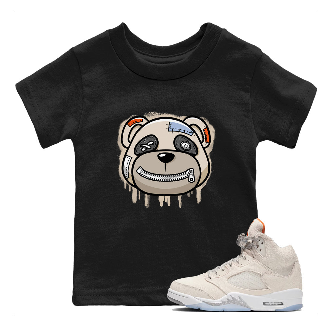 Air Jordan 5 Craft Sneaker Match Tees Bear Face Streetwear Sneaker Shirt Air Jordan 5 Craft Tee Kids Shirts Black 1