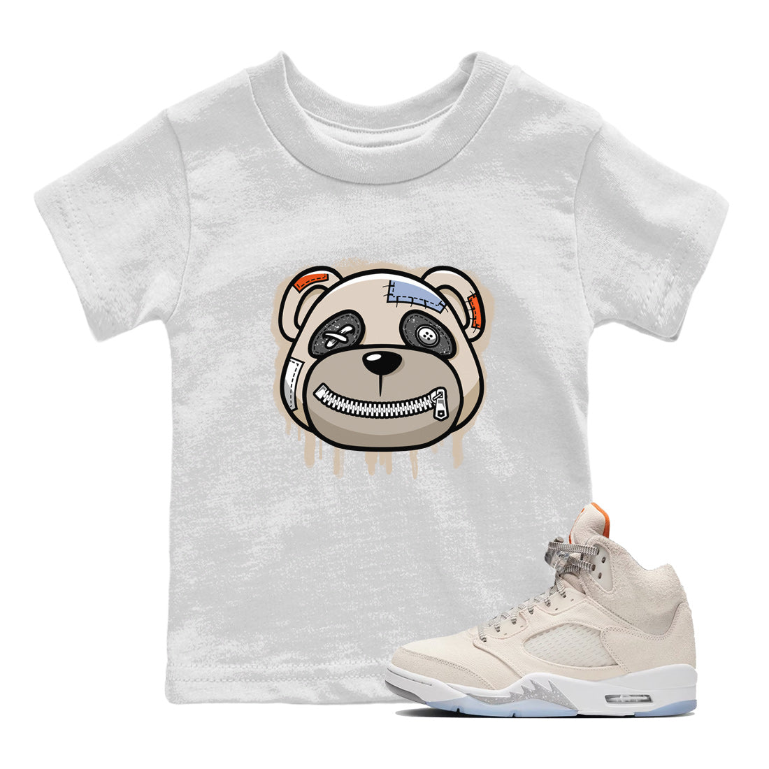 Air Jordan 5 Craft Sneaker Match Tees Bear Face Streetwear Sneaker Shirt Air Jordan 5 Craft Tee Kids Shirts White 1