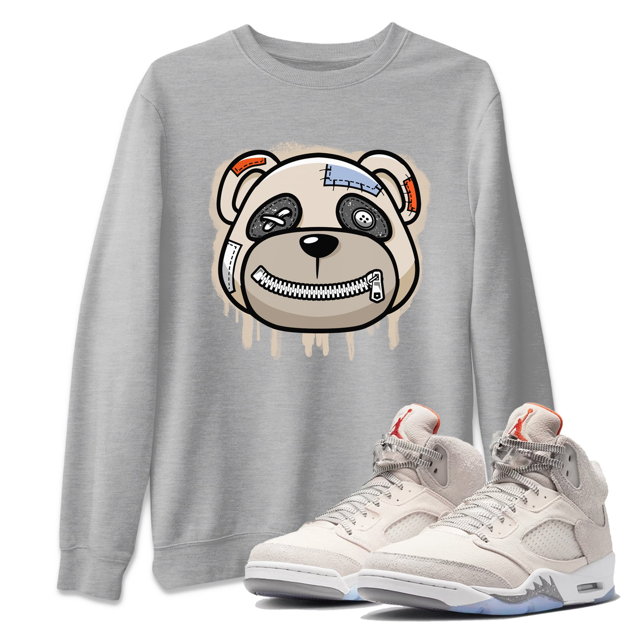 Air Jordan 5 Craft Sneaker Match Tees Bear Face Streetwear Sneaker Shirt Air Jordan 5 Craft Tee Unisex Shirts Heather Grey 1