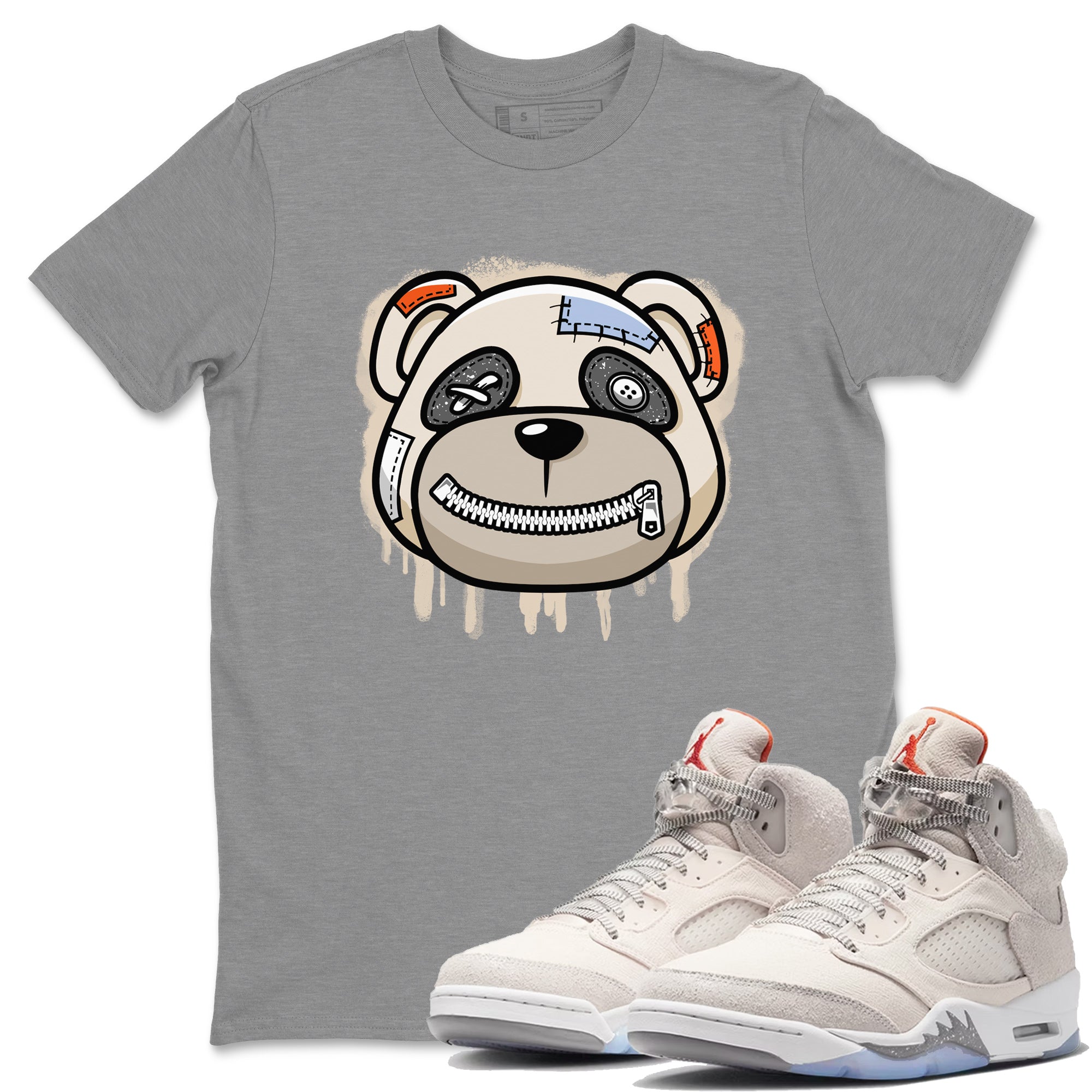 Air Jordan 5 Craft Sneaker Match Tees Bear Face Streetwear Sneaker Shirt Air Jordan 5 Craft Tee Unisex Shirts Heather Grey 1