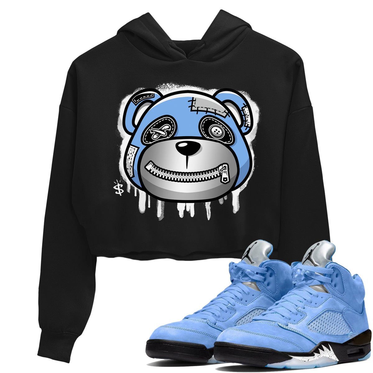 Jordan 5 UNC Sneaker Matching T-Shirt Bear Face Sneaker Tees Jordan 5 UNC Sneaker Release Tees Women's Shirts