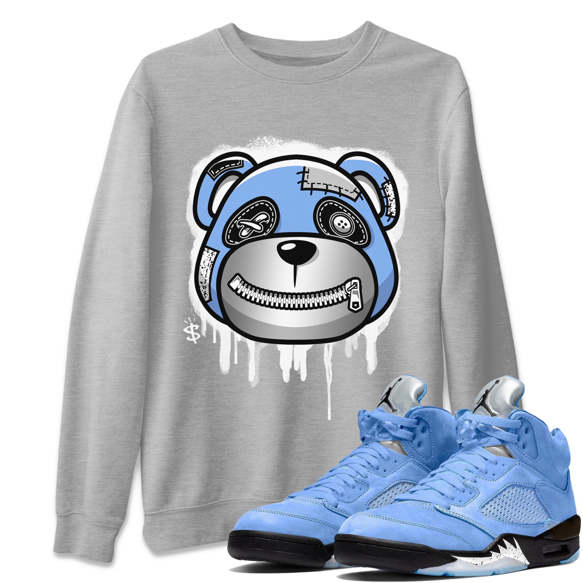 Jordan 5 UNC Shirt To Match Jordans Bear Face Sneaker Tees Jordan 5 UNC Drip Gear Zone Sneaker Matching Clothing Unisex Shirts