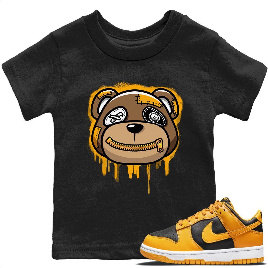 Dunk Championship Goldenrod Sneaker Match Tees Bear Face Sneaker Tees Dunk Championship Goldenrod Jordan to match sneaker T-Shirt Kids Shirts