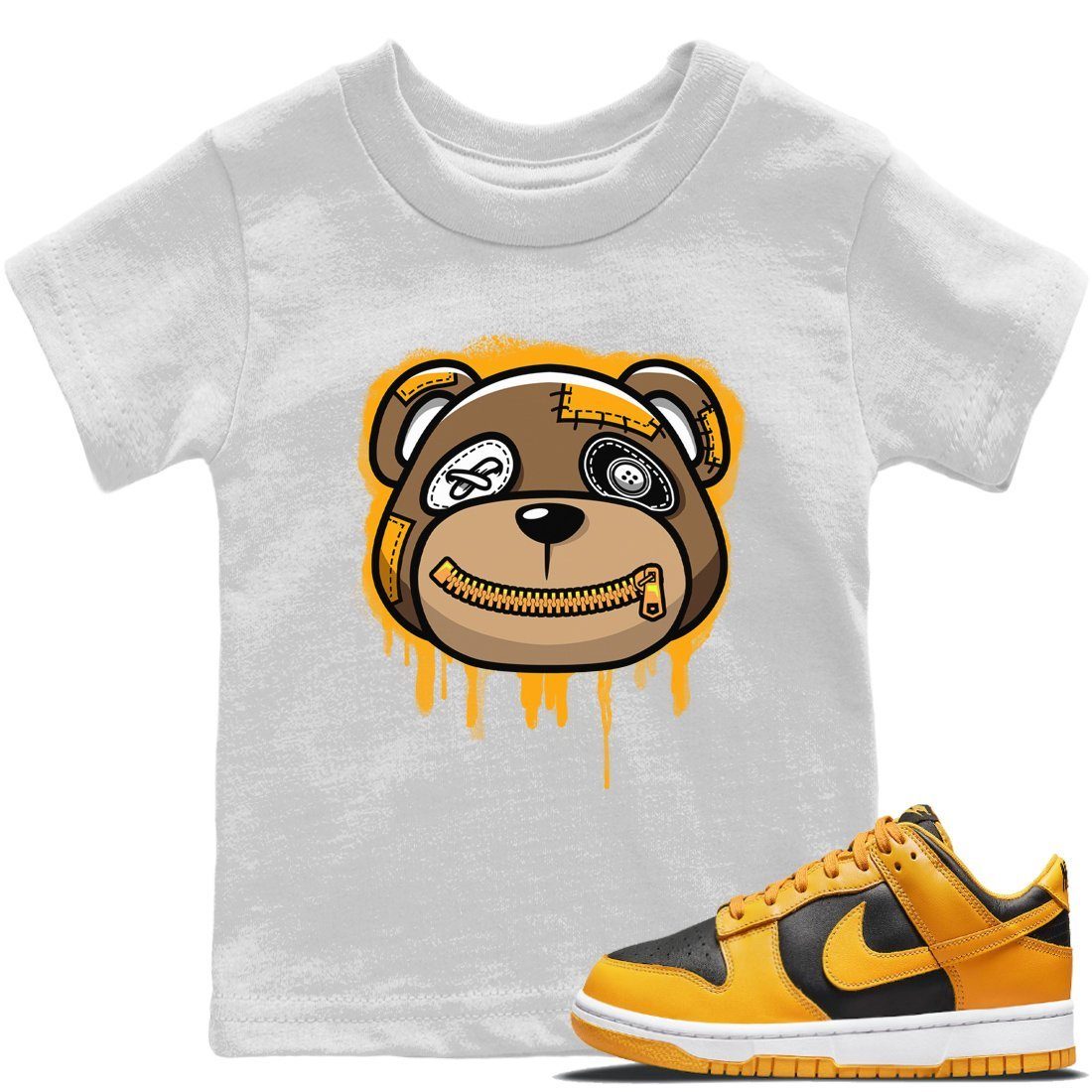 Dunk Championship Goldenrod Sneaker Match Tees Bear Face Sneaker Tees Dunk Championship Goldenrod Jordan to match sneaker T-Shirt Kids Shirts