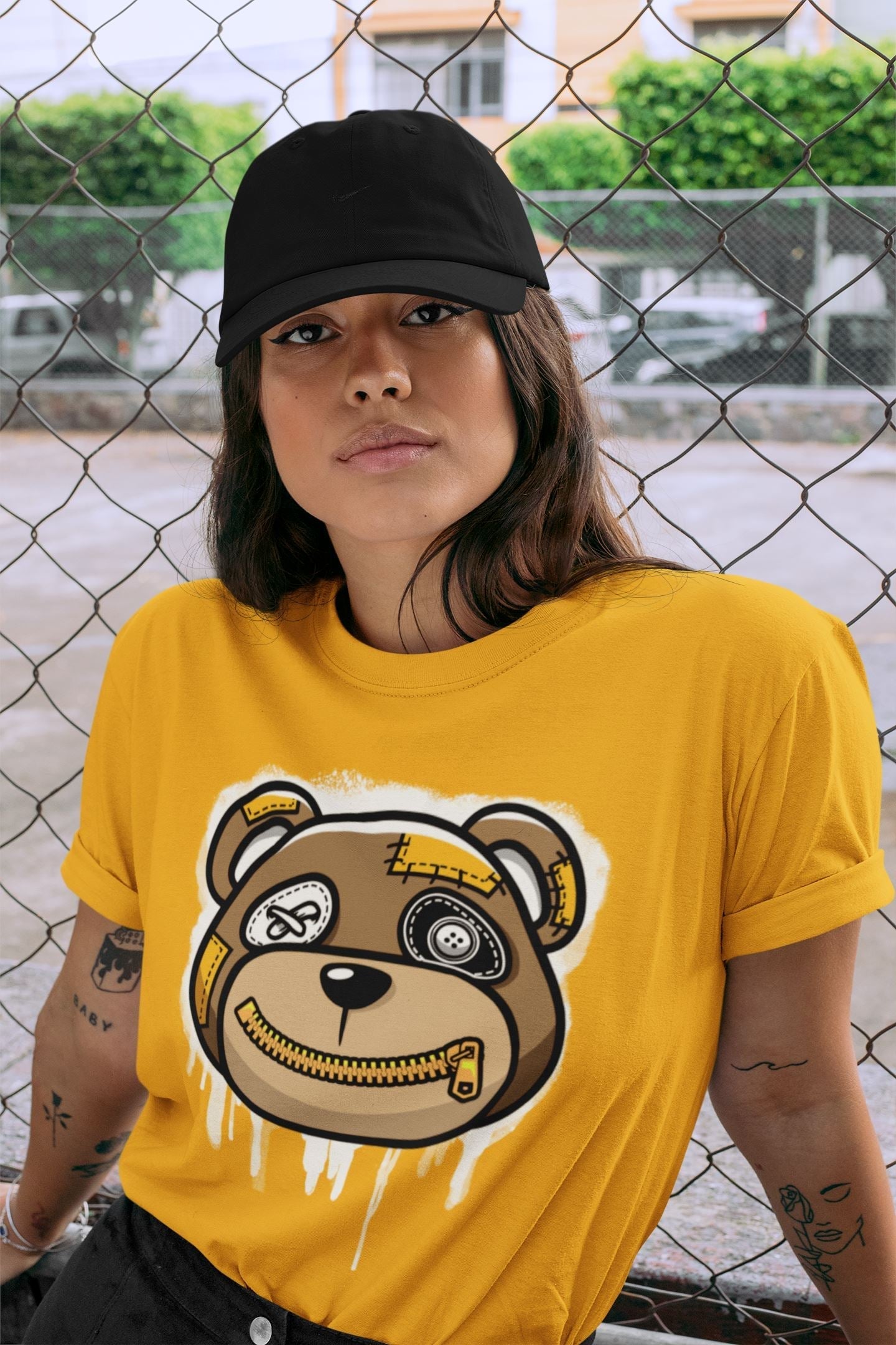 Dunk Championship Goldenrod Sneaker Match Tees Bear Face Sneaker Tees Dunk Championship Goldenrod Jordan to match sneaker T-Shirt Crew Neck Shirts