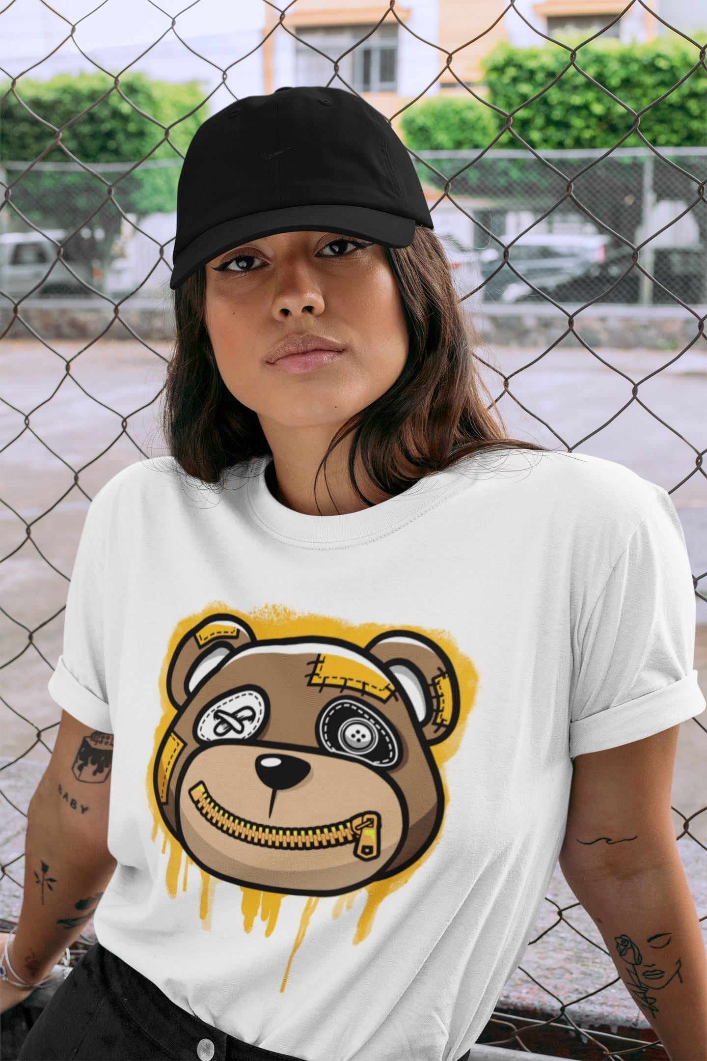 Dunk Championship Goldenrod Sneaker Match Tees Bear Face Sneaker Tees Dunk Championship Goldenrod Jordan to match sneaker T-Shirt Crew Neck Shirts