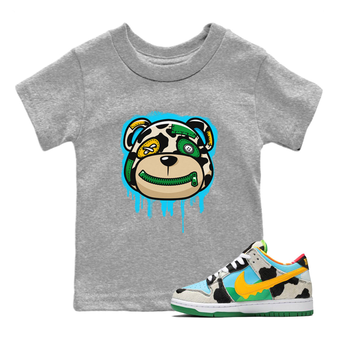 Dunk Chunky Dunky Tee Bear Face Streetwear Sneaker Shirt Dunk Chunky Dunky Sneaker Release Tees Kids Shirts Heather Grey 1
