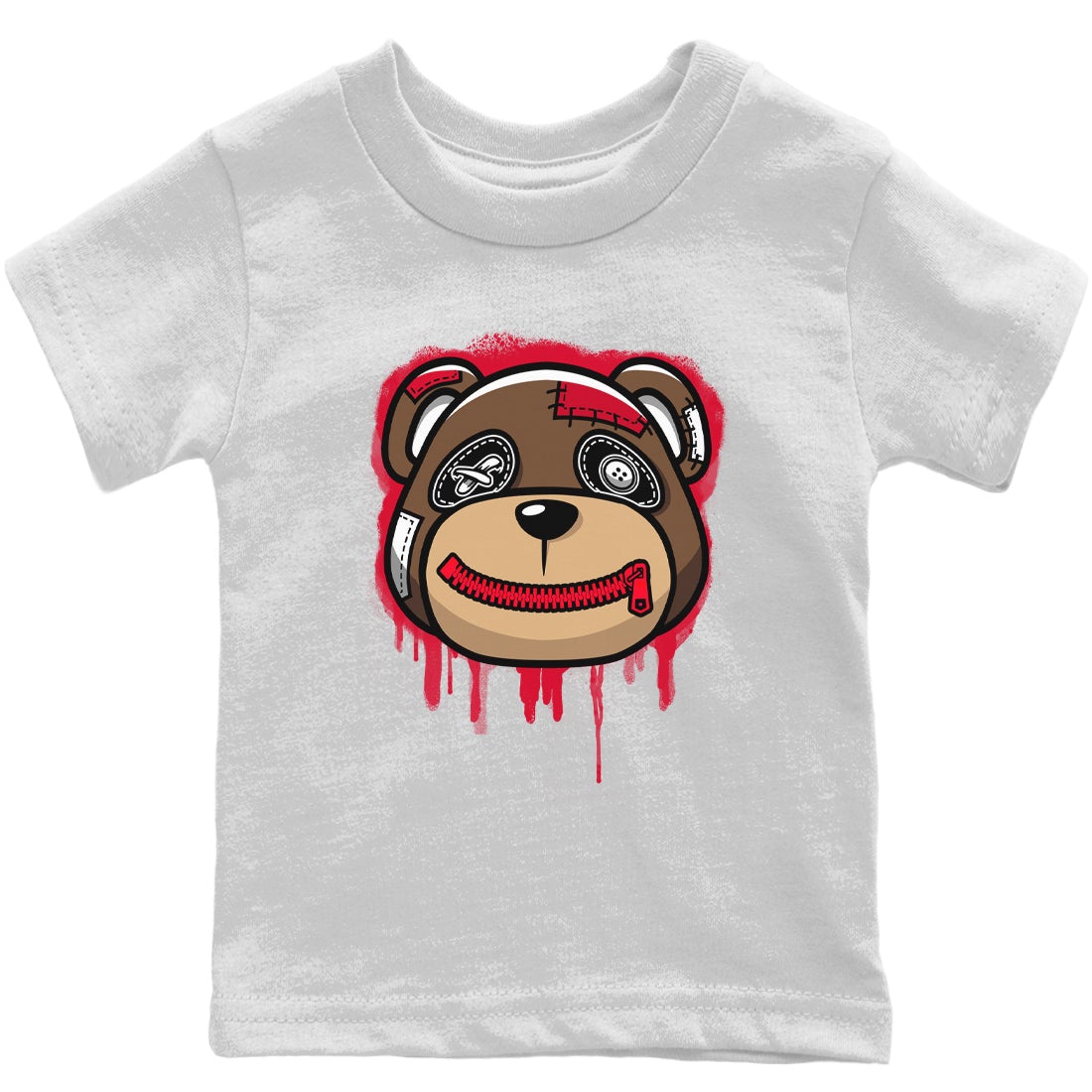 Jordan 1 Bred Patent Sneaker Matching T-Shirt Bear Face Sneaker Tees Jordan 1 Bred Patent Sneaker Release Tees Kids Shirts