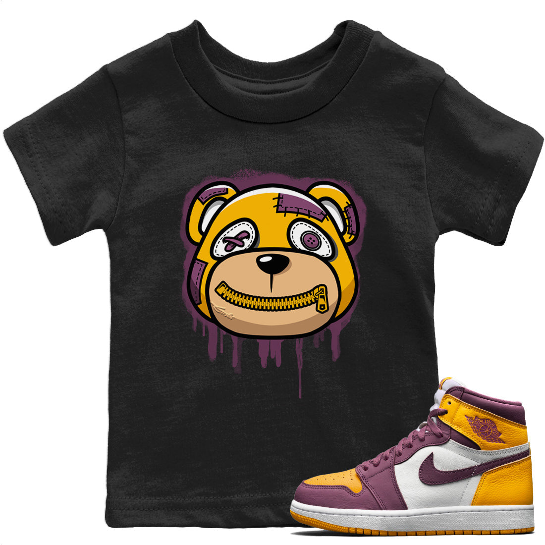 Jordan 1 Brotherhood Sneaker Matching T-Shirt Bear Face Sneaker Tees Jordan 1 Brotherhood Sneaker Release Tees Kids Shirts