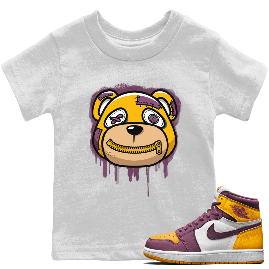Jordan 1 Brotherhood Sneaker Matching T-Shirt Bear Face Sneaker Tees Jordan 1 Brotherhood Sneaker Release Tees Kids Shirts