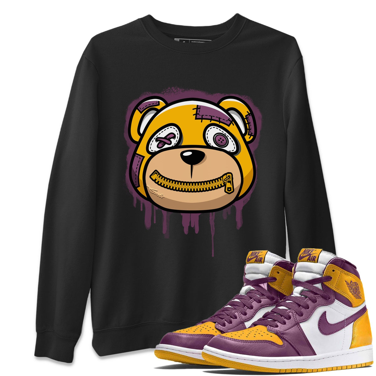 Jordan 1 Brotherhood Sneaker Matching T-Shirt Bear Face Sneaker Tees Jordan 1 Brotherhood Sneaker Release Tees Crew Neck Tees