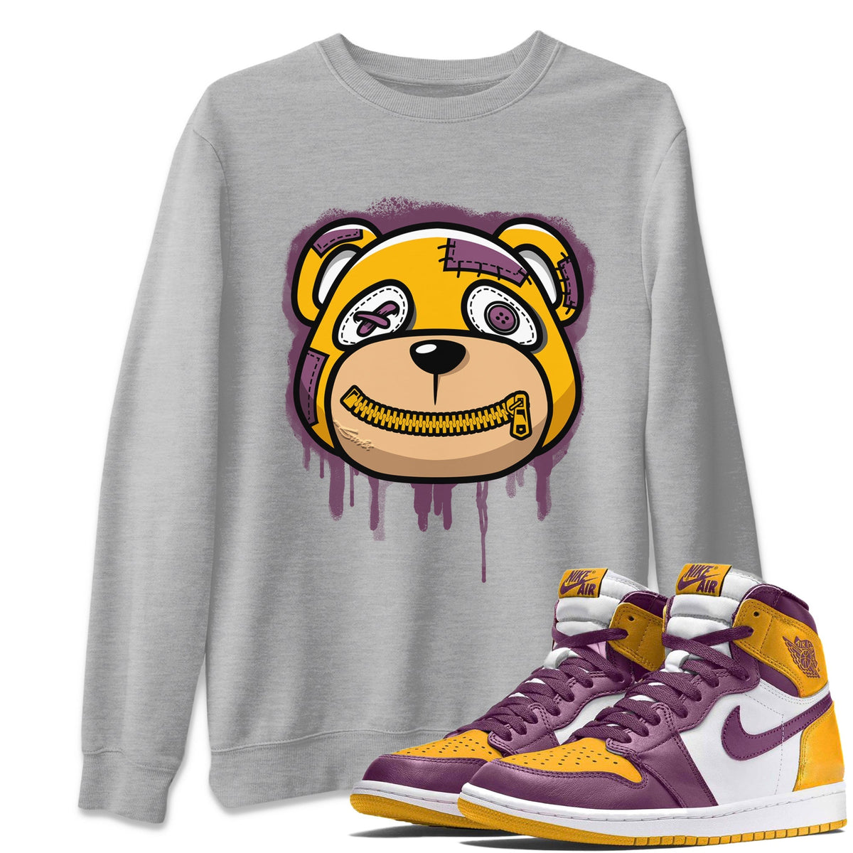 Jordan 1 Brotherhood Sneaker Matching T-Shirt Bear Face Sneaker Tees Jordan 1 Brotherhood Sneaker Release Tees Crew Neck Tees