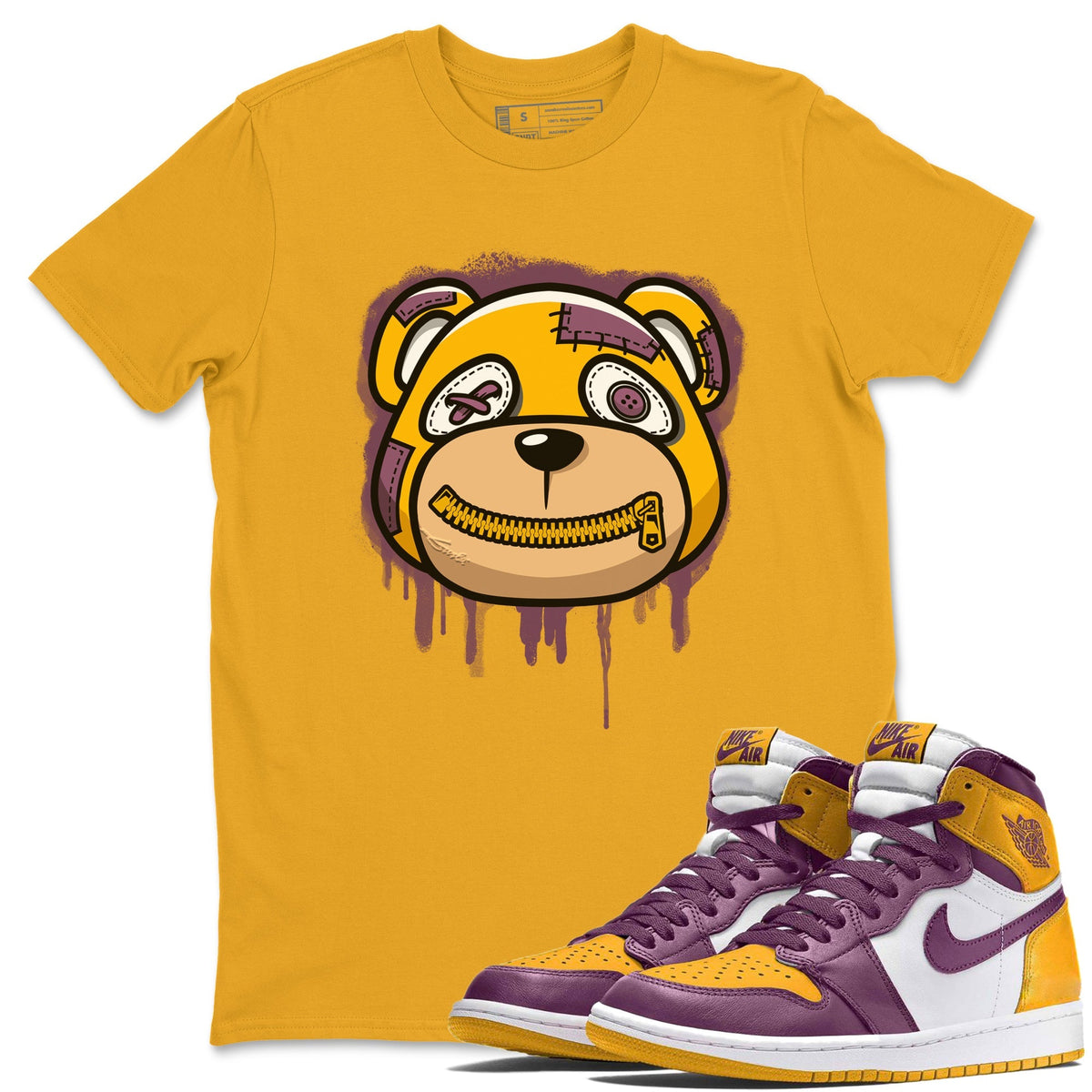 Jordan 1 Brotherhood Sneaker Matching T-Shirt Bear Face Sneaker Tees Jordan 1 Brotherhood Sneaker Release Tees Crew Neck Tees