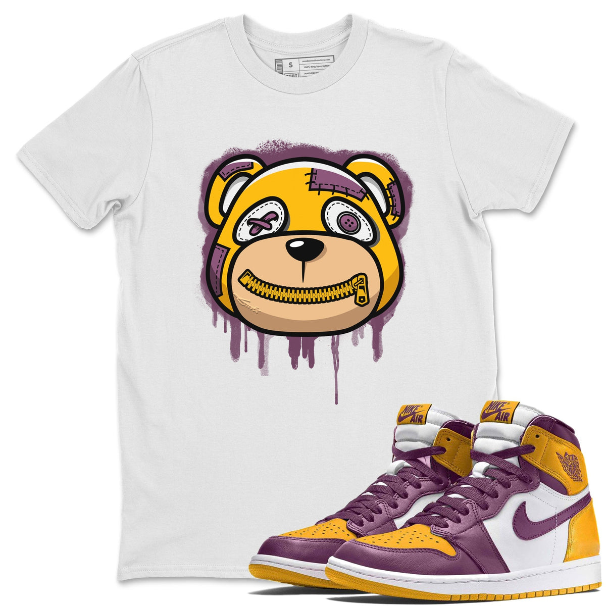Jordan 1 Brotherhood Sneaker Matching T-Shirt Bear Face Sneaker Tees Jordan 1 Brotherhood Sneaker Release Tees Crew Neck Tees