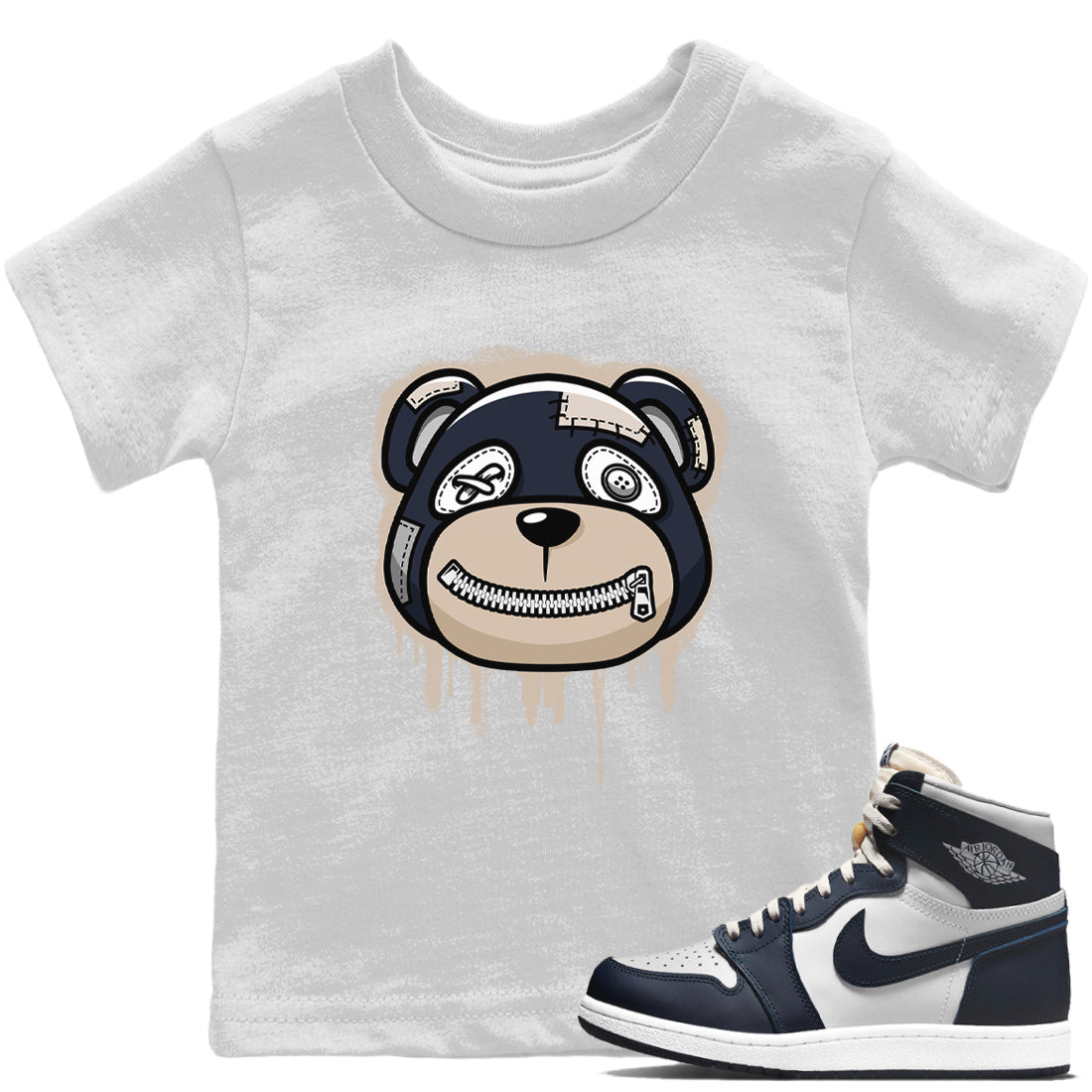 Jordan 1 85 Georgetown Sneaker Match Tees Bear Face Sneaker Tees Jordan 1 85 Georgetown Jordan to match sneaker T-Shirt Kids Shirts