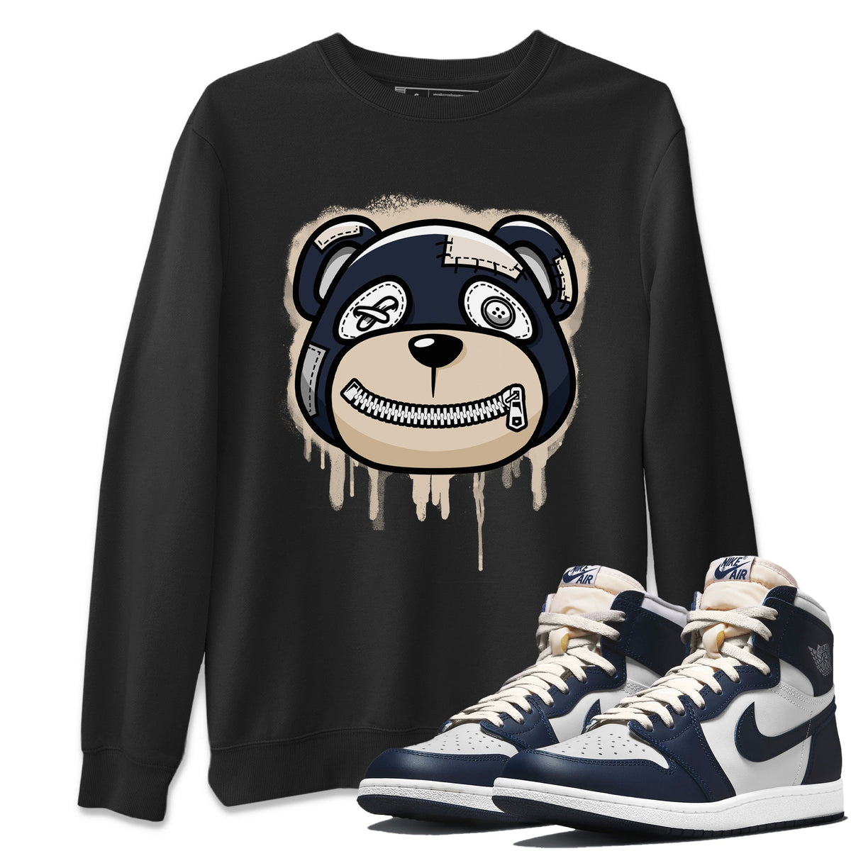 Jordan 1 85 Georgetown Sneaker Match Tees Bear Face Sneaker Tees Jordan 1 85 Georgetown Jordan to match sneaker T-Shirt Crew Neck Shirts