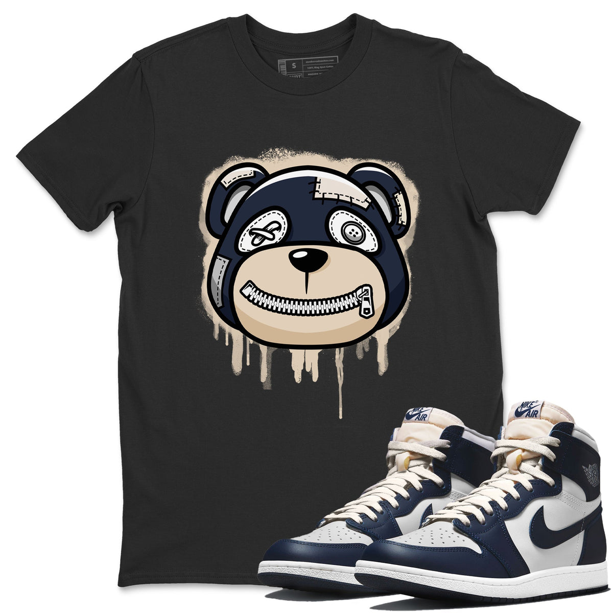 Jordan 1 85 Georgetown Sneaker Match Tees Bear Face Sneaker Tees Jordan 1 85 Georgetown Jordan to match sneaker T-Shirt Crew Neck Shirts