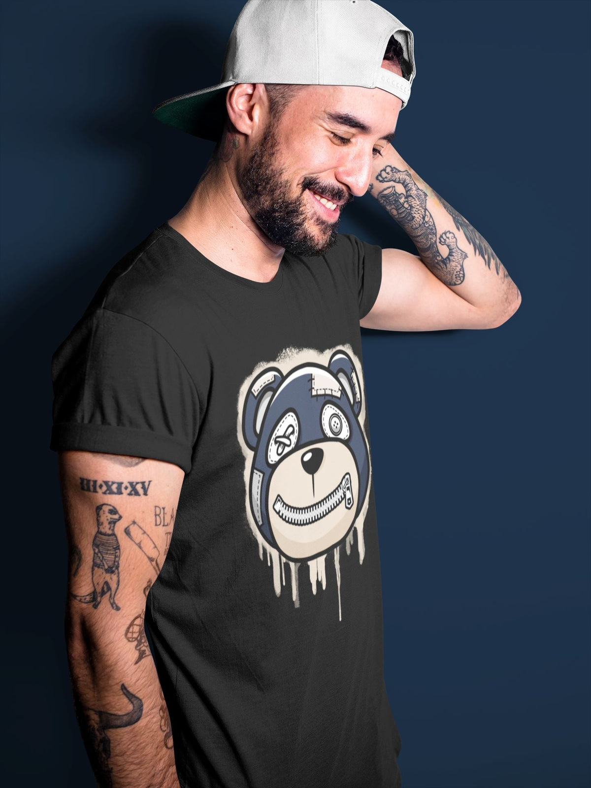 Jordan 1 85 Georgetown Sneaker Match Tees Bear Face Sneaker Tees Jordan 1 85 Georgetown Jordan to match sneaker T-Shirt Crew Neck Shirts