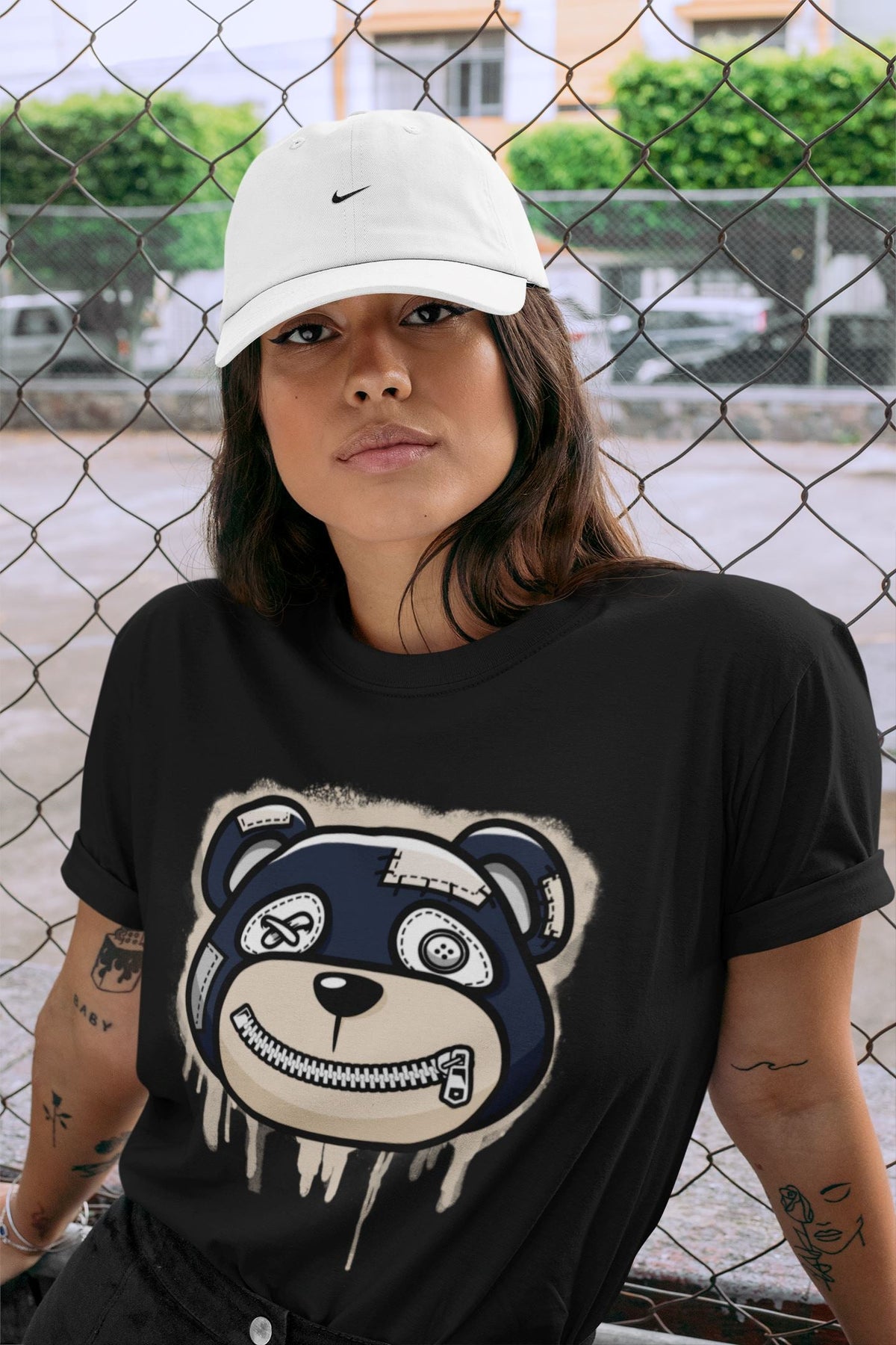 Jordan 1 85 Georgetown Sneaker Match Tees Bear Face Sneaker Tees Jordan 1 85 Georgetown Jordan to match sneaker T-Shirt Crew Neck Shirts