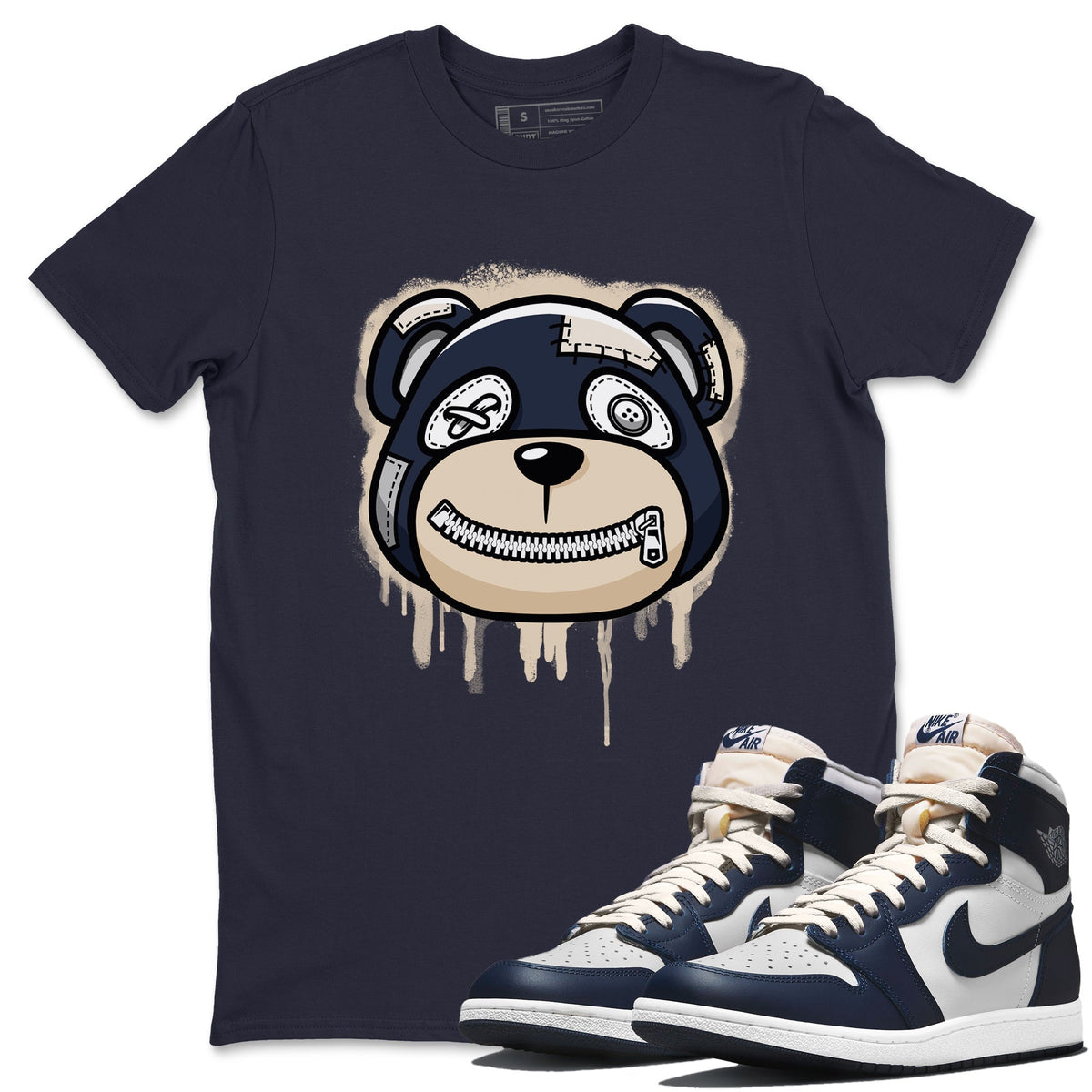 Jordan 1 85 Georgetown Sneaker Match Tees Bear Face Sneaker Tees Jordan 1 85 Georgetown Jordan to match sneaker T-Shirt Crew Neck Shirts