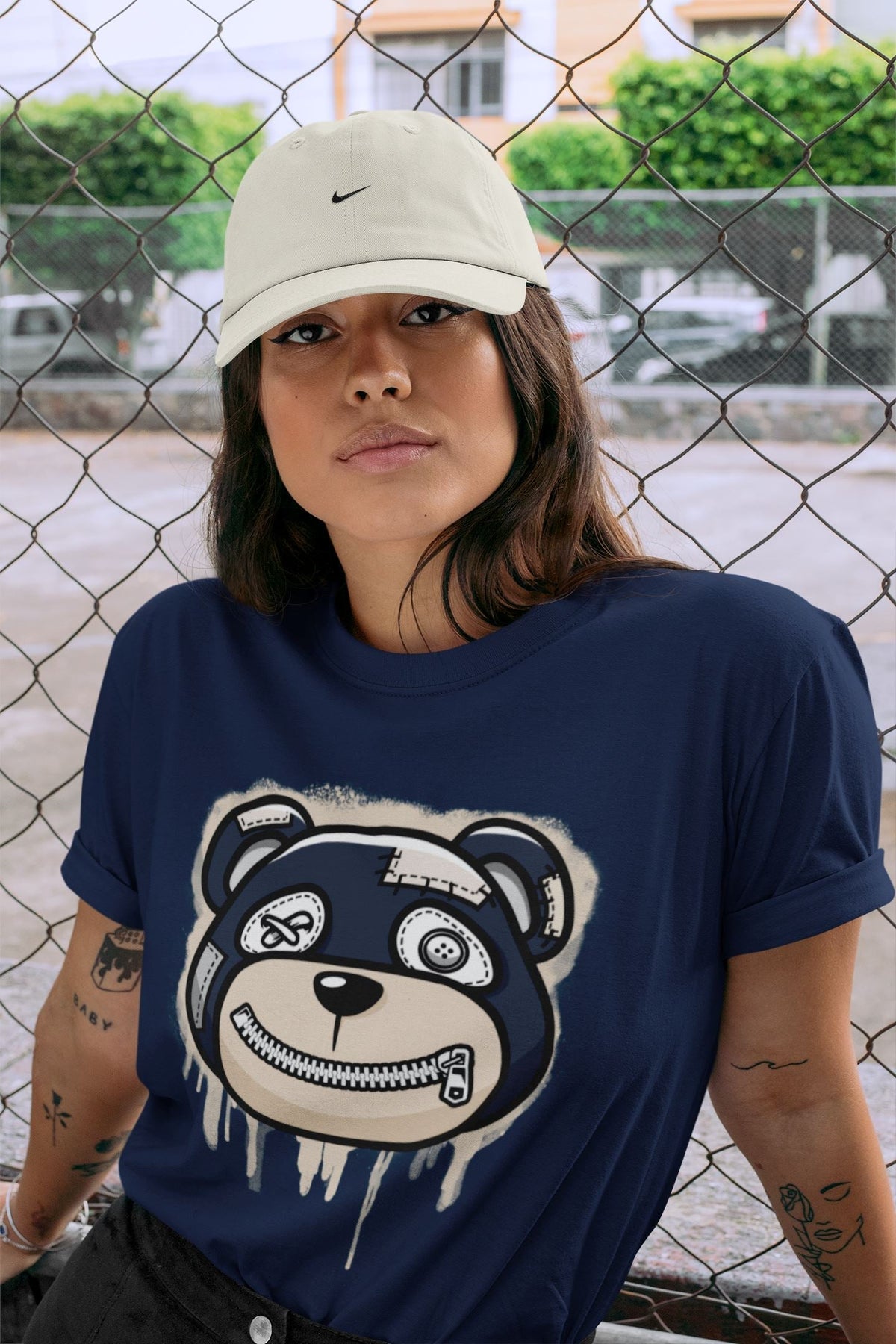 Jordan 1 85 Georgetown Sneaker Match Tees Bear Face Sneaker Tees Jordan 1 85 Georgetown Jordan to match sneaker T-Shirt Crew Neck Shirts