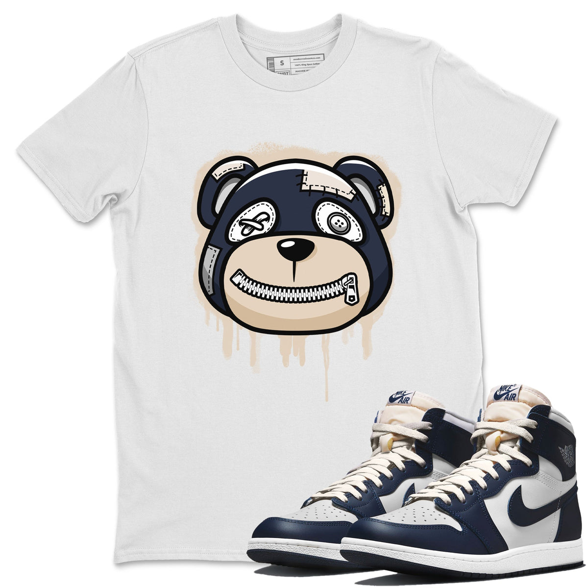 Jordan 1 85 Georgetown Sneaker Match Tees Bear Face Sneaker Tees Jordan 1 85 Georgetown Jordan to match sneaker T-Shirt Crew Neck Shirts
