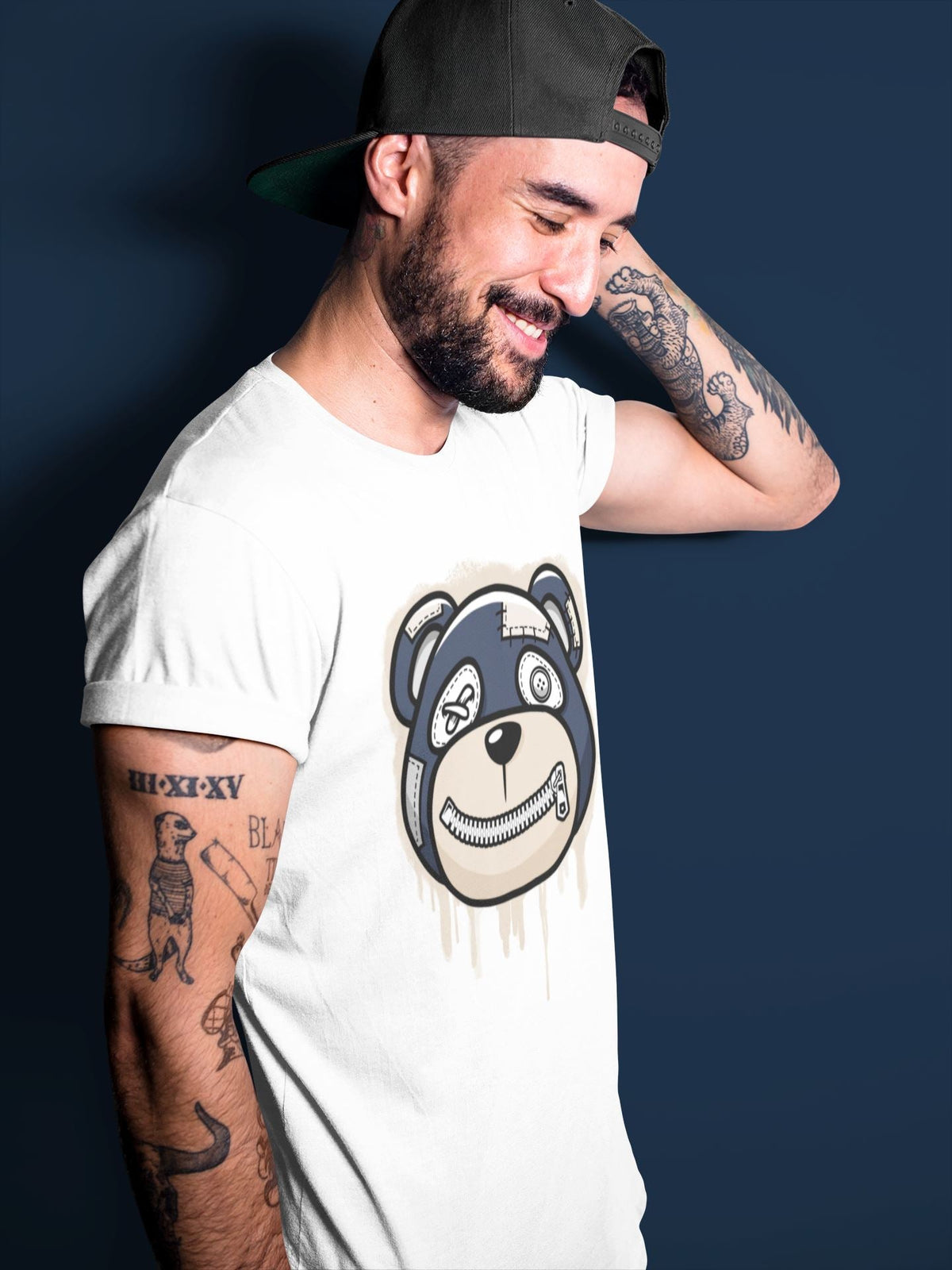 Jordan 1 85 Georgetown Sneaker Match Tees Bear Face Sneaker Tees Jordan 1 85 Georgetown Jordan to match sneaker T-Shirt Crew Neck Shirts