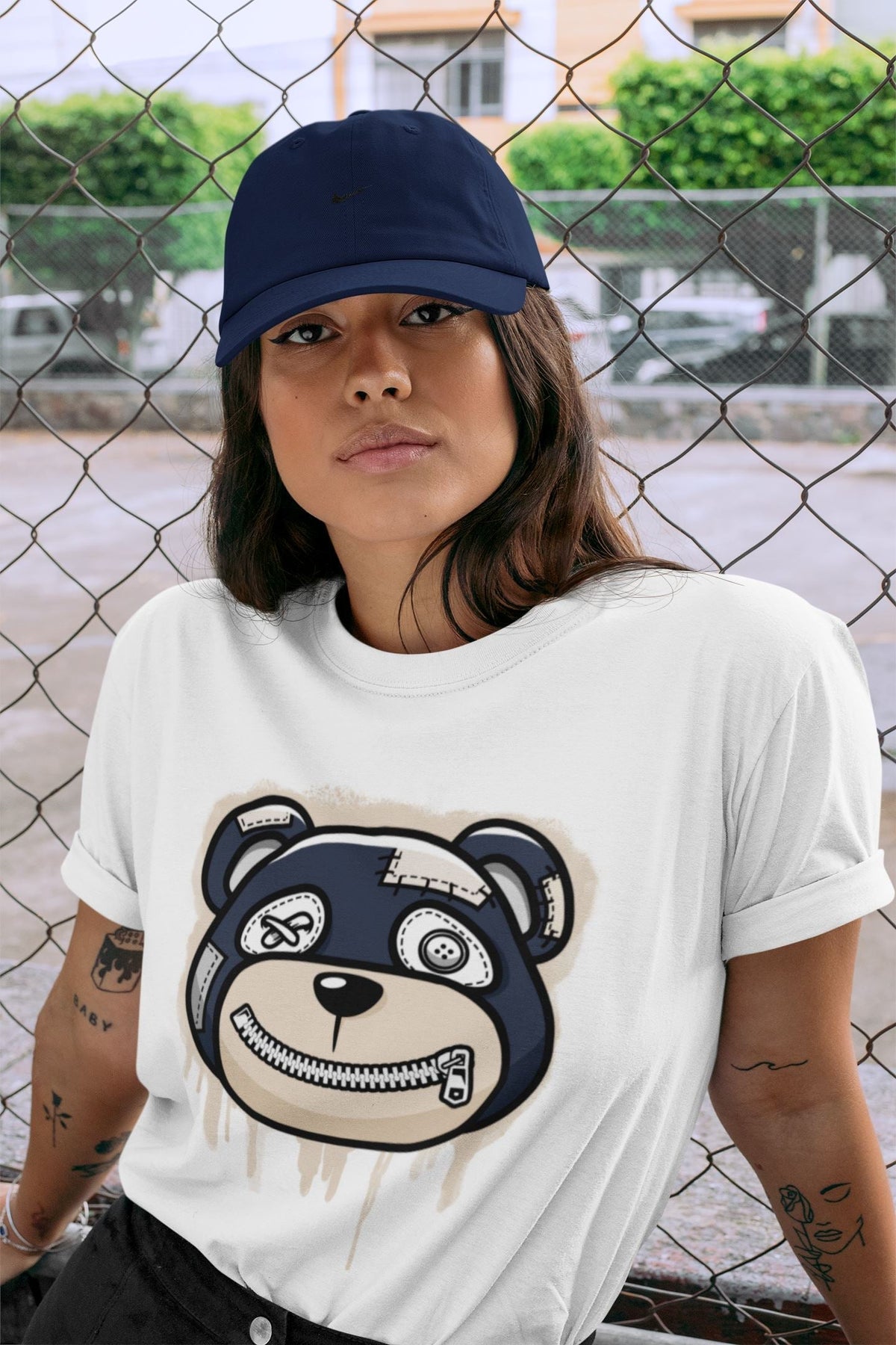 Jordan 1 85 Georgetown Sneaker Match Tees Bear Face Sneaker Tees Jordan 1 85 Georgetown Jordan to match sneaker T-Shirt Crew Neck Shirts