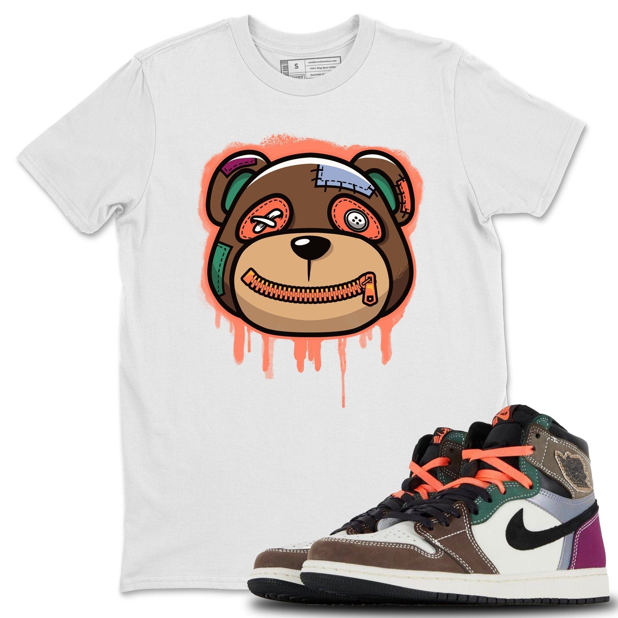 Jordan 1 Hand Crafted Sneaker Matching T-Shirt Bear Face Sneaker Tees Jordan 1 Hand Crafted Sneaker Release Tees Crew Neck Tees