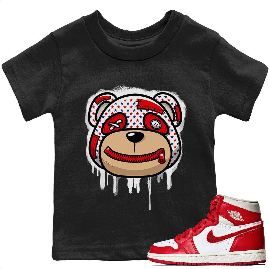 Jordan 1 Newstalgia Sneaker Matching T-Shirt Bear Face Sneaker Tees Jordan 1 Newstalgia Sneaker Release Tees Kids Shirts