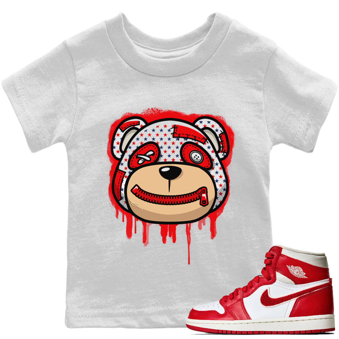 Jordan 1 Newstalgia Sneaker Matching T-Shirt Bear Face Sneaker Tees Jordan 1 Newstalgia Sneaker Release Tees Kids Shirts