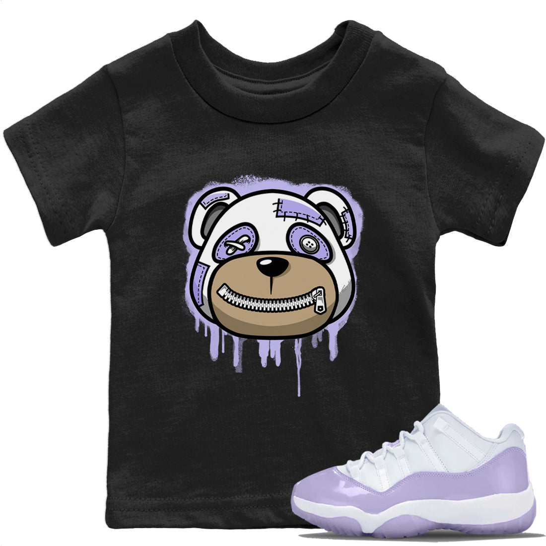 Jordan 11 Pure Violet Sneaker Matching T-Shirt Bear Face Sneaker Tees Jordan 11 Pure Violet Sneaker Release Tees Kids Shirts
