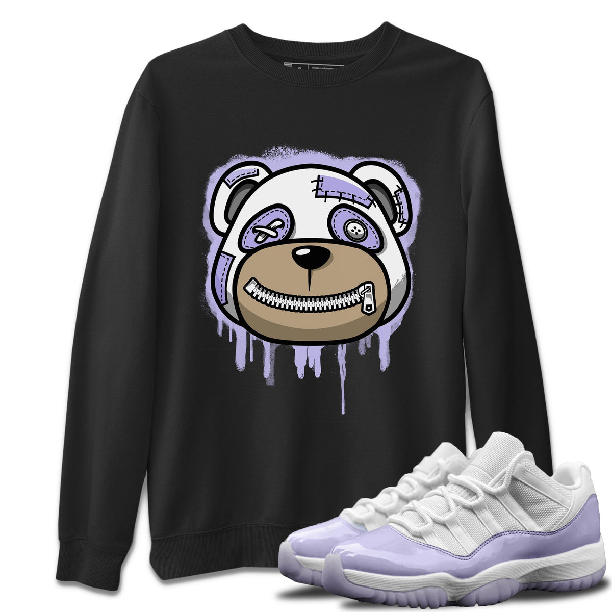 Jordan 11 Pure Violet Sneaker Matching T-Shirt Bear Face Sneaker Tees Jordan 11 Pure Violet Sneaker Release Tees Crew Neck Tees