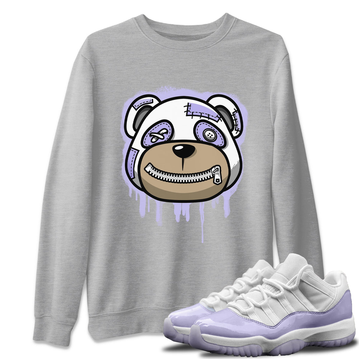 Jordan 11 Pure Violet Sneaker Matching T-Shirt Bear Face Sneaker Tees Jordan 11 Pure Violet Sneaker Release Tees Crew Neck Tees