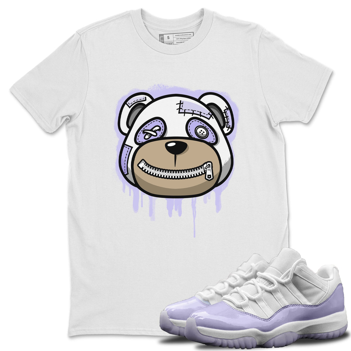 Jordan 11 Pure Violet Sneaker Matching T-Shirt Bear Face Sneaker Tees Jordan 11 Pure Violet Sneaker Release Tees Crew Neck Tees