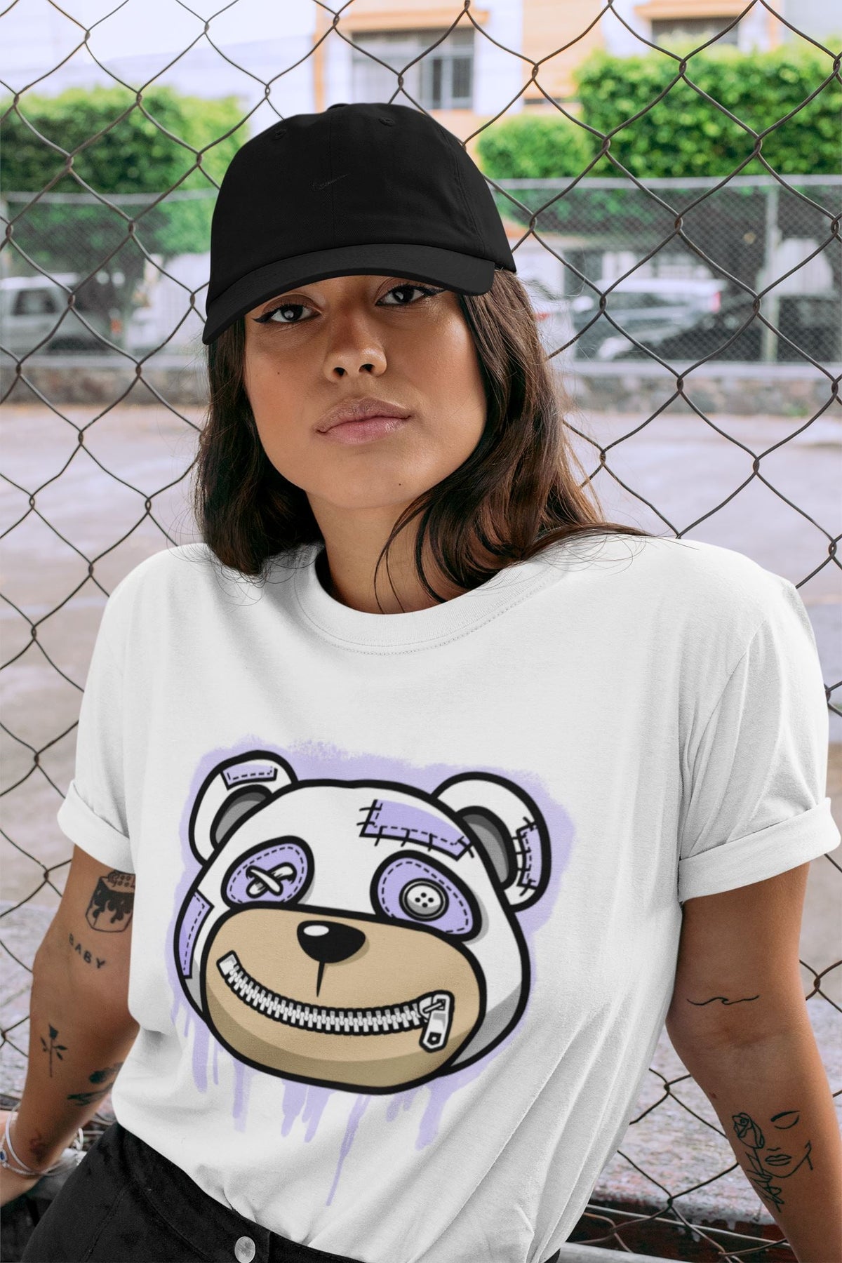 Jordan 11 Pure Violet Sneaker Matching T-Shirt Bear Face Sneaker Tees Jordan 11 Pure Violet Sneaker Release Tees Crew Neck Tees