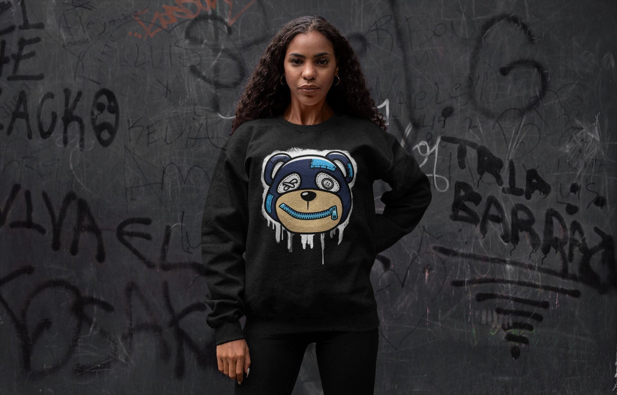 Jordan 13 Brave Blue Sneaker Matching T-Shirt Bear Face Sneaker Tees Jordan 13 Brave Blue Sneaker Release Tees Crew Neck Tees
