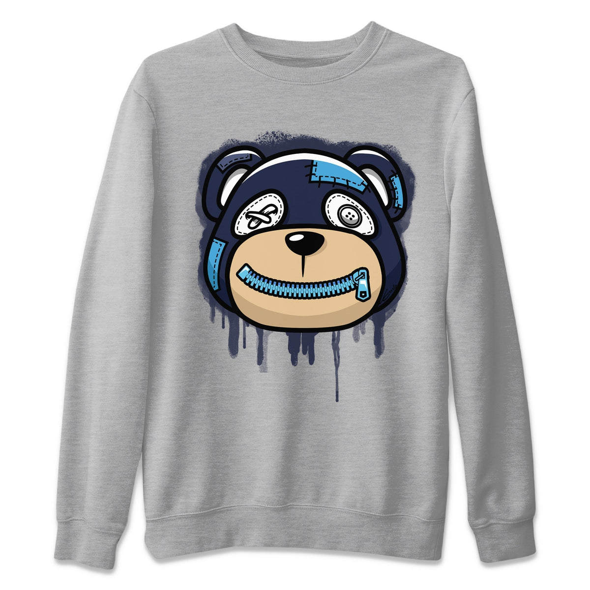 Jordan 13 Brave Blue Sneaker Matching T-Shirt Bear Face Sneaker Tees Jordan 13 Brave Blue Sneaker Release Tees Crew Neck Tees