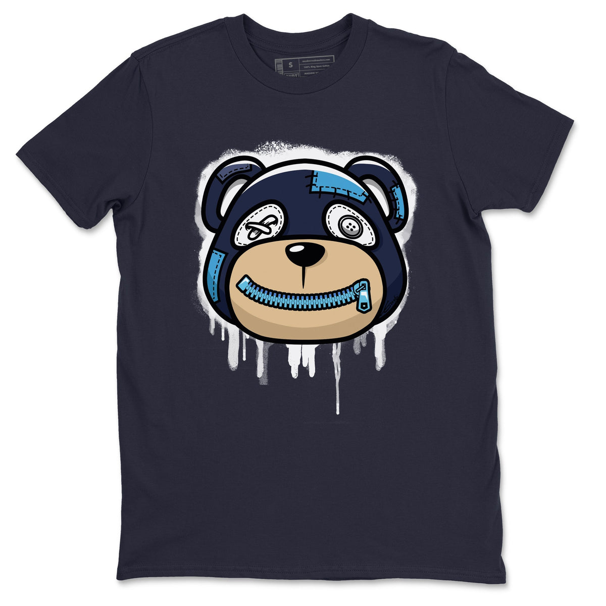 Jordan 13 Brave Blue Sneaker Matching T-Shirt Bear Face Sneaker Tees Jordan 13 Brave Blue Sneaker Release Tees Crew Neck Tees