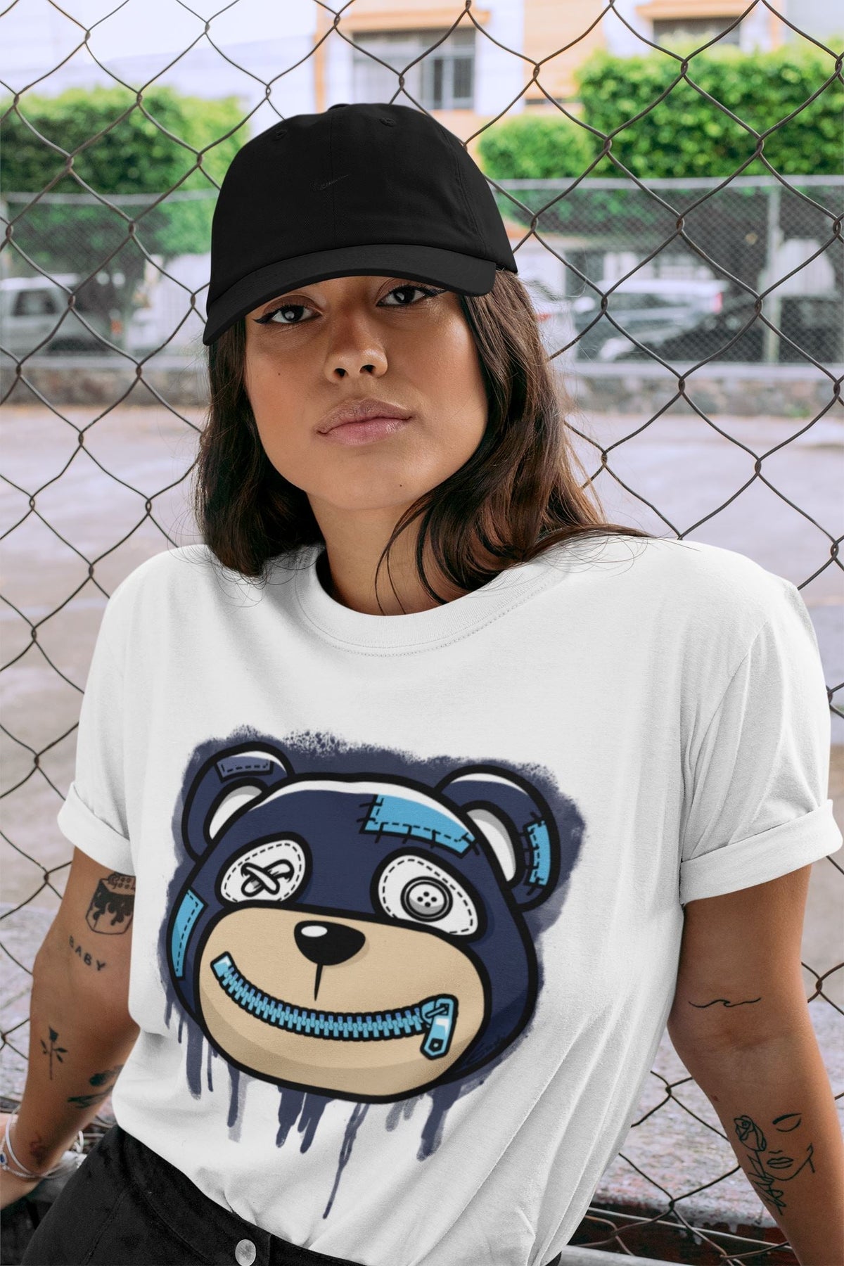 Jordan 13 Brave Blue Sneaker Matching T-Shirt Bear Face Sneaker Tees Jordan 13 Brave Blue Sneaker Release Tees Crew Neck Tees