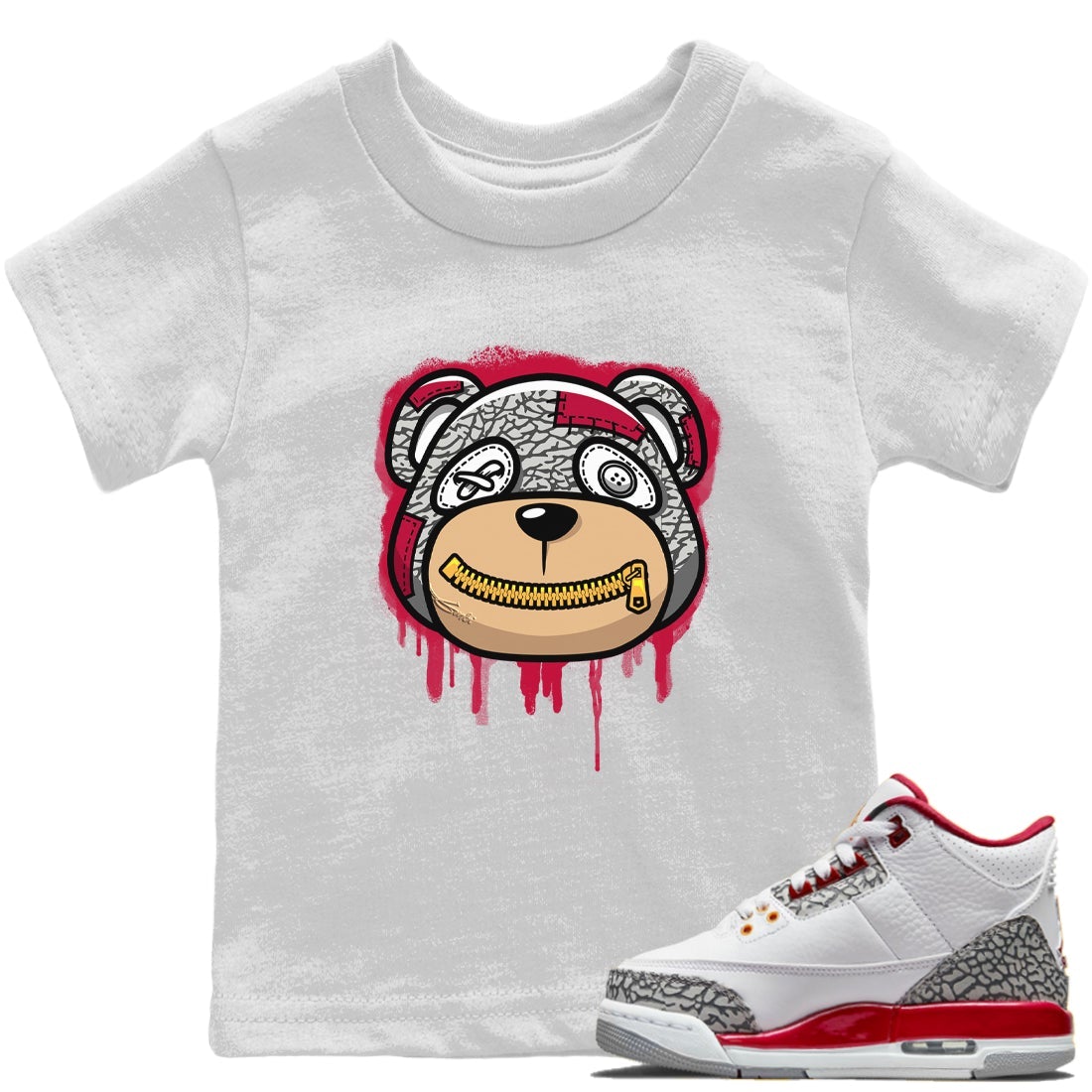 Jordan 3 Cardinal Sneaker Matching T-Shirt Bear Face Sneaker Tees Jordan 3 Cardinal Sneaker Release Tees Kids Shirts