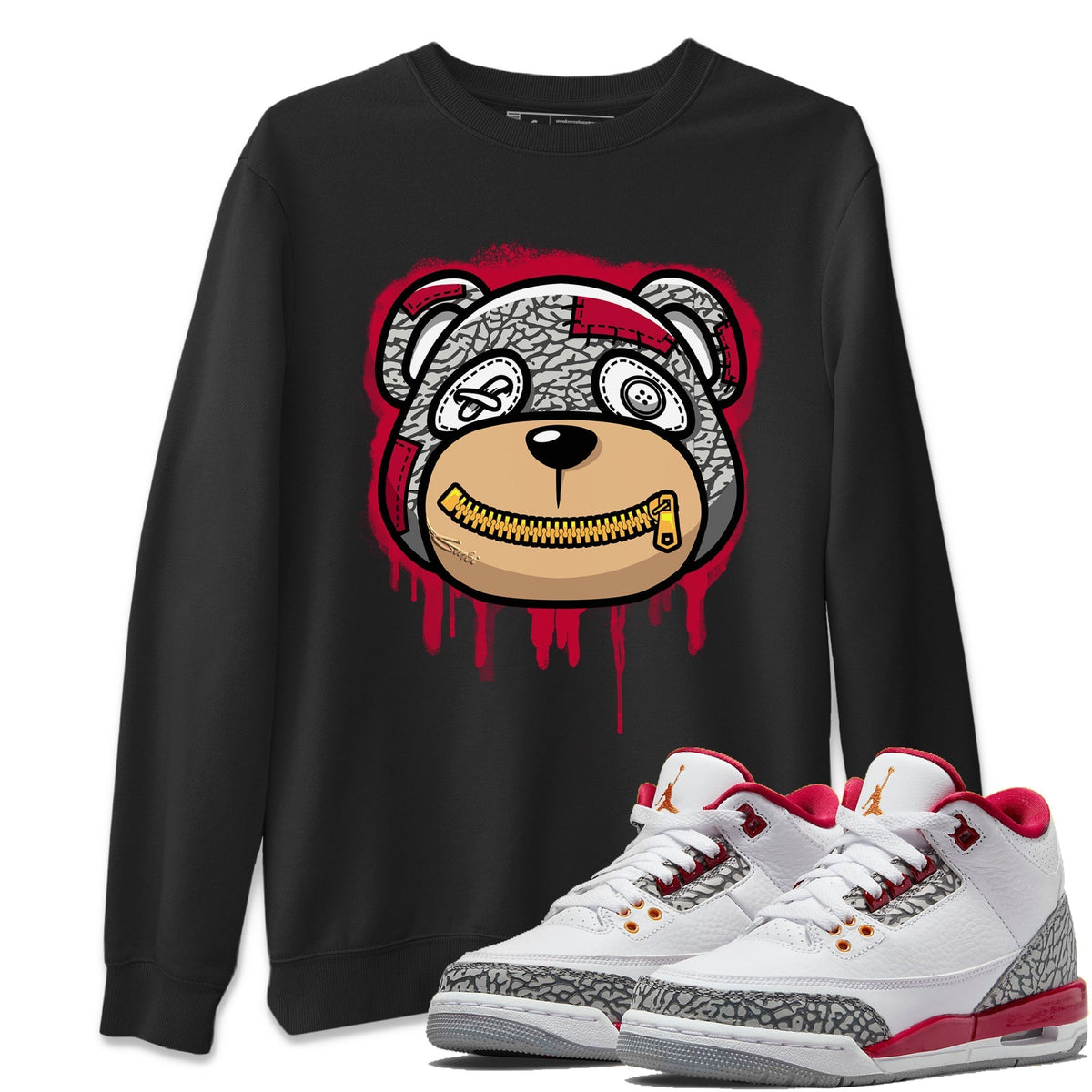 Jordan 3 Cardinal Sneaker Matching T-Shirt Bear Face Sneaker Tees Jordan 3 Cardinal Sneaker Release Tees Crew Neck Tees